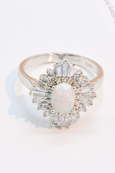 Modern 925 Sterling Silver Opal Halo Ring - SHE BADDY© ONLINE WOMEN FASHION & CLOTHING STORE