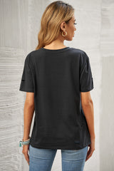 Letter Graphic Distressed Tee Shirt - SHE BADDY© ONLINE WOMEN FASHION & CLOTHING STORE