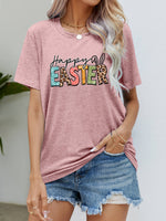HAPPY EASTER Graphic Round Neck Tee Shirt - SHE BADDY© ONLINE WOMEN FASHION & CLOTHING STORE