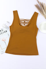 Strappy Detail Scoop Neck Tank Top - SHE BADDY© ONLINE WOMEN FASHION & CLOTHING STORE