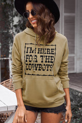 Letter Graphic Hoodie with Kangaroo Pocket - SHE BADDY© ONLINE WOMEN FASHION & CLOTHING STORE