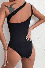 Open Back One-Shoulder Spliced Mesh Bodysuit - SHE BADDY© ONLINE WOMEN FASHION & CLOTHING STORE