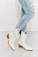 MMShoes Better in Texas Scrunch Cowboy Boots in White - SHE BADDY© ONLINE WOMEN FASHION & CLOTHING STORE