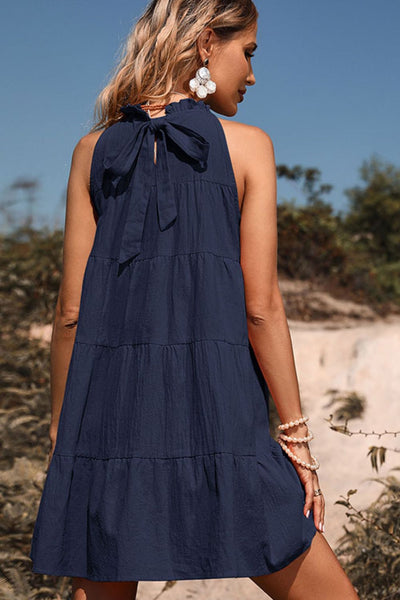 Tie Back Sleeveless Tiered Dress - SHE BADDY© ONLINE WOMEN FASHION & CLOTHING STORE