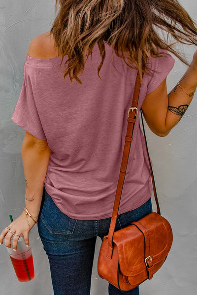 Capped Sleeve Round Neck T-Shirt - SHE BADDY© ONLINE WOMEN FASHION & CLOTHING STORE