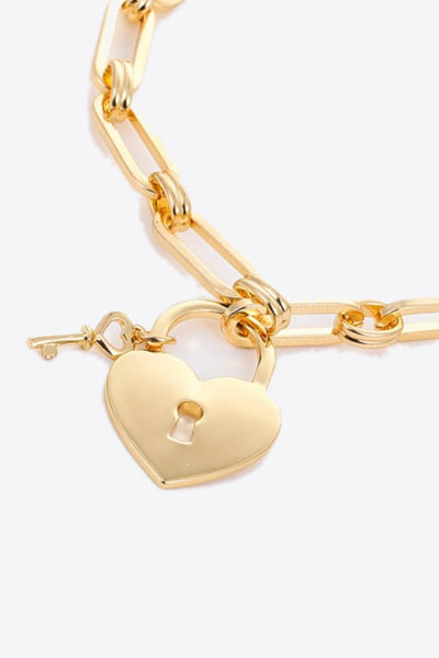 Heart Lock Charm Chain Bracelet - SHE BADDY© ONLINE WOMEN FASHION & CLOTHING STORE