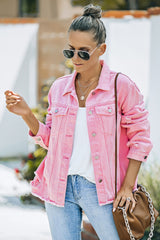 Distressed Raw Hem Denim Jacket - SHE BADDY© ONLINE WOMEN FASHION & CLOTHING STORE