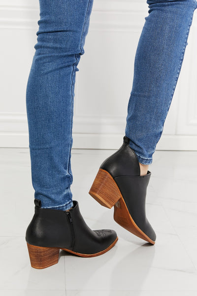 MMShoes Trust Yourself Embroidered Crossover Cowboy Bootie in Black - SHE BADDY© ONLINE WOMEN FASHION & CLOTHING STORE