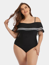 Plus Size Striped Cold-Shoulder One-Piece Swimsuit - SHE BADDY© ONLINE WOMEN FASHION & CLOTHING STORE