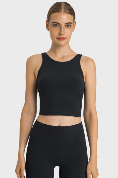 Feel Like Skin Highly Stretchy Cropped Sports Tank - SHE BADDY© ONLINE WOMEN FASHION & CLOTHING STORE