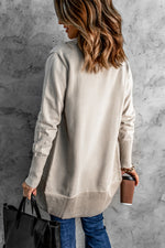 Long Sleeve Ribbed Hem Open Front Longline Cardigan - SHE BADDY© ONLINE WOMEN FASHION & CLOTHING STORE