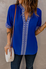 Embroidered V-Neck Top - SHE BADDY© ONLINE WOMEN FASHION & CLOTHING STORE