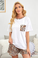 Leopard Dropped Shoulder T-Shirt and Shorts Lounge Set - SHE BADDY© ONLINE WOMEN FASHION & CLOTHING STORE