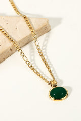 Inlaid Stone Round Pendant Chain Necklace - SHE BADDY© ONLINE WOMEN FASHION & CLOTHING STORE