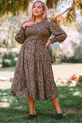 Plus Size Animal Print Smocked Tiered Dress - SHE BADDY© ONLINE WOMEN FASHION & CLOTHING STORE