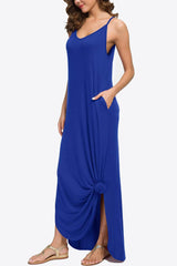 Split Spaghetti Strap Maxi Dress with Pockets - SHE BADDY© ONLINE WOMEN FASHION & CLOTHING STORE