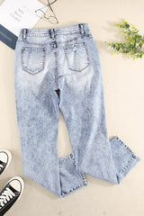 Splatter Distressed Acid Wash Jeans with Pockets - SHE BADDY© ONLINE WOMEN FASHION & CLOTHING STORE