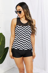 Full Size Chevron Print Ruched Tankini Set - SHE BADDY© ONLINE WOMEN FASHION & CLOTHING STORE