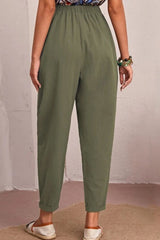 Elastic Waist Pocket Tapered Pants - SHE BADDY© ONLINE WOMEN FASHION & CLOTHING STORE