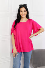 Yelete Full Size More Than Words Flutter Sleeve Top - SHE BADDY© ONLINE WOMEN FASHION & CLOTHING STORE