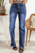 Ripped Frayed Hem Jeans - SHE BADDY© ONLINE WOMEN FASHION & CLOTHING STORE