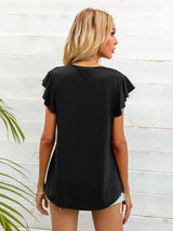 Round Neck Butterfly Sleeve Top - SHE BADDY© ONLINE WOMEN FASHION & CLOTHING STORE
