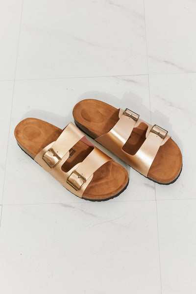 MMShoes Best Life Double-Banded Slide Sandal in Gold - SHE BADDY© ONLINE WOMEN FASHION & CLOTHING STORE