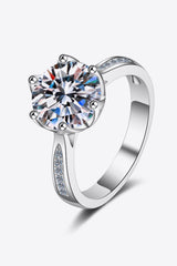 3 Carat Moissanite Rhodium-Plated Side Stone Ring - SHE BADDY© ONLINE WOMEN FASHION & CLOTHING STORE