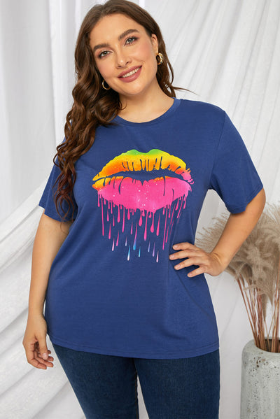 Plus Size Lip Graphic Tee Shirt - SHE BADDY© ONLINE WOMEN FASHION & CLOTHING STORE