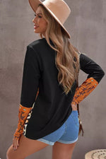 Mixed Print Color Block Long Sleeve Top - SHE BADDY© ONLINE WOMEN FASHION & CLOTHING STORE