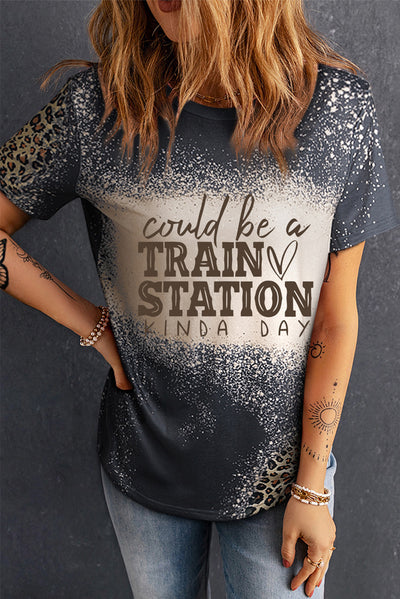 Slogan Graphic Leopard Tee Shirt - SHE BADDY© ONLINE WOMEN FASHION & CLOTHING STORE