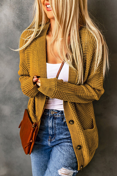 Drop Shoulder Button Down Pocketed Cardigan - SHE BADDY© ONLINE WOMEN FASHION & CLOTHING STORE