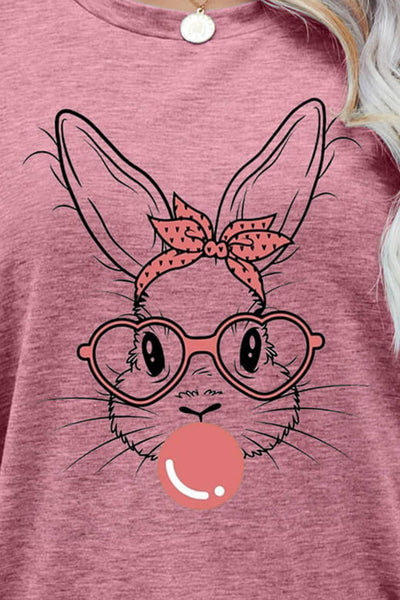 Easter Bunny Graphic Round Neck T-Shirt - SHE BADDY© ONLINE WOMEN FASHION & CLOTHING STORE