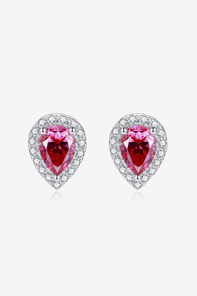 2 Carat Moissanite Teardrop Stud Earrings in Rose - SHE BADDY© ONLINE WOMEN FASHION & CLOTHING STORE