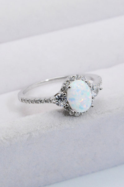925 Sterling Silver Platinum-Plated Opal Ring - SHE BADDY© ONLINE WOMEN FASHION & CLOTHING STORE