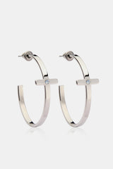 Stainless Steel Cross Hoop Earrings - SHE BADDY© ONLINE WOMEN FASHION & CLOTHING STORE