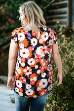 Plus Size Floral Flutter Sleeve Round Neck Top - SHE BADDY© ONLINE WOMEN FASHION & CLOTHING STORE