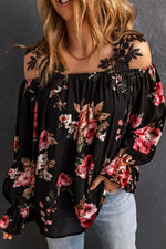 Floral Lace Cold-Shoulder Flounce Sleeve Blouse - SHE BADDY© ONLINE WOMEN FASHION & CLOTHING STORE