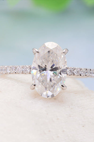 14K White Gold 2.5 Carat Moissanite 4-Prong Ring - SHE BADDY© ONLINE WOMEN FASHION & CLOTHING STORE