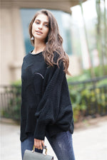 Openwork Boat Neck Sweater with Scalloped Hem - SHE BADDY© ONLINE WOMEN FASHION & CLOTHING STORE
