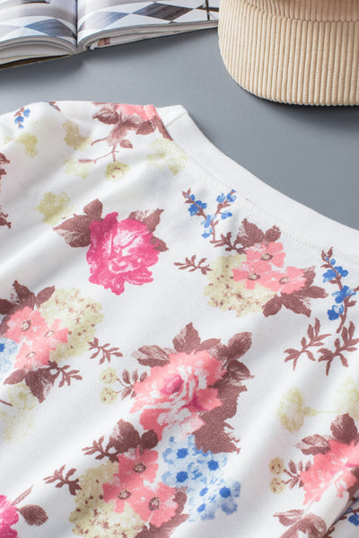 Floral Long Sleeve Top and Shorts Lounge Set - SHE BADDY© ONLINE WOMEN FASHION & CLOTHING STORE