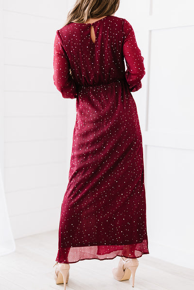 Rhinestone Surplice Split Maxi Dress - SHE BADDY© ONLINE WOMEN FASHION & CLOTHING STORE