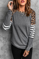 Leopard Striped Raglan Sleeve Top - SHE BADDY© ONLINE WOMEN FASHION & CLOTHING STORE
