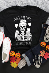 Halloween Skeleton Graphic Round Neck Tee - SHE BADDY© ONLINE WOMEN FASHION & CLOTHING STORE