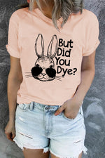 Easter Rabbit Graphic Round Neck Tee Shirt - SHE BADDY© ONLINE WOMEN FASHION & CLOTHING STORE