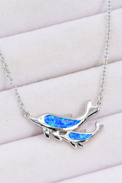 Opal Dolphin Chain-Link Necklace - SHE BADDY© ONLINE WOMEN FASHION & CLOTHING STORE