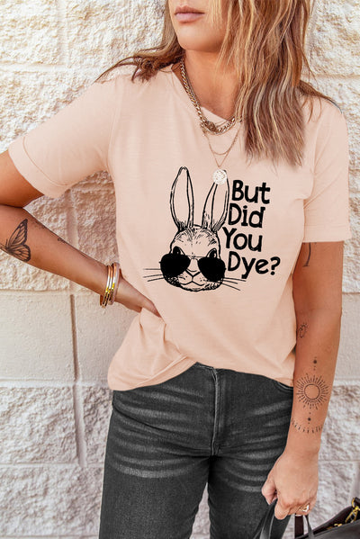 Easter Rabbit Graphic Round Neck Tee Shirt - SHE BADDY© ONLINE WOMEN FASHION & CLOTHING STORE