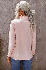 Eyelet Ruffles Button Crinkled Shirt - SHE BADDY© ONLINE WOMEN FASHION & CLOTHING STORE