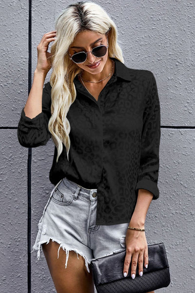 Leopard Side Slit High-Low Shirt - SHE BADDY© ONLINE WOMEN FASHION & CLOTHING STORE