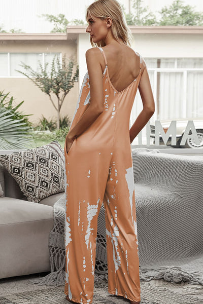 Tie-Dye Spaghetti Strap Jumpsuit with Pockets - SHE BADDY© ONLINE WOMEN FASHION & CLOTHING STORE